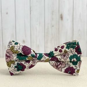 Men's Off White & Mauve Boho Floral Bow Tie